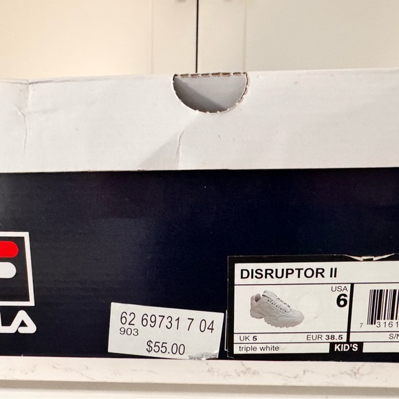 Fila Disruptor II sneakers in triple white, size US 6 (UK 5, EUR 38.5) - Picture 6 of 7